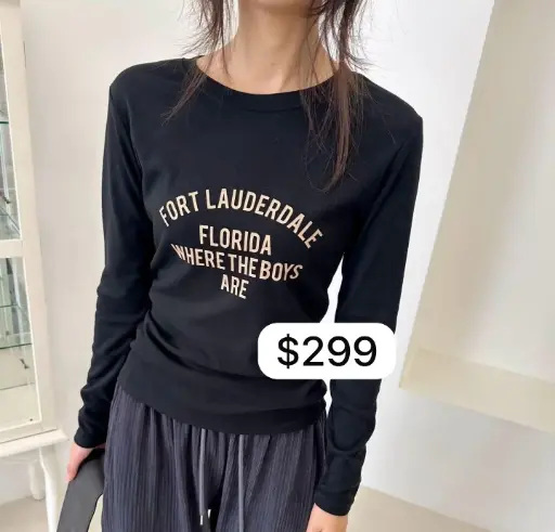 黑色字母修身長袖